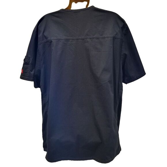 Dickies Plus Size 2XL Black Scrub Top V-Neck Bungee Pocket Utility Logo - Picture 5 of 12